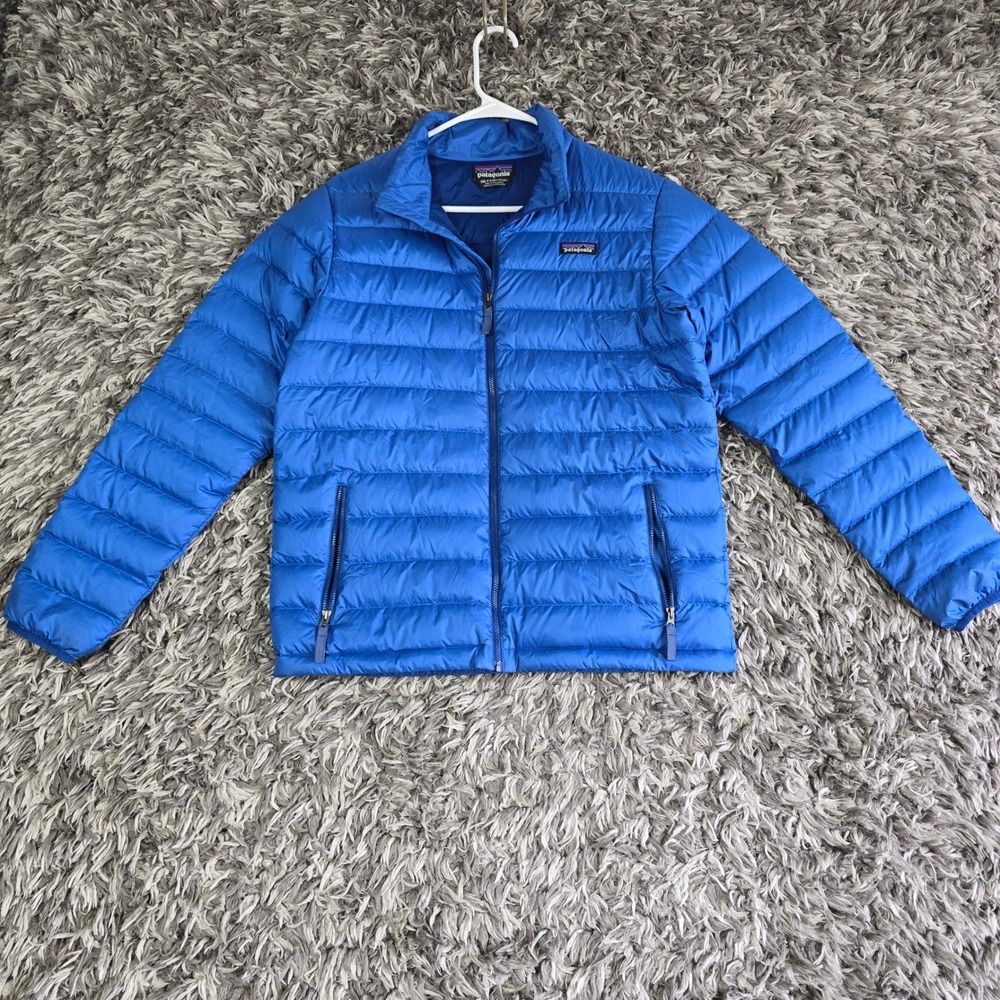 Patagonia Boys Down Sweater Jacket Balkan Blue Kids XXL 16-18 68245 Puffer Blue